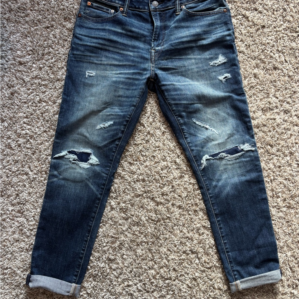 Men's Distressed Athletic skinny Blue Jeans